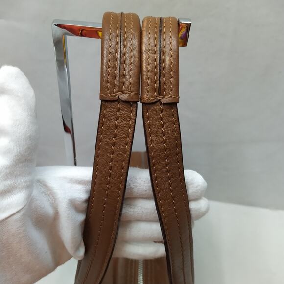 Coach Brown Soft Leather Double Handles Zipper Closure Satchel Shoulder Bag - Picture 6 of 16